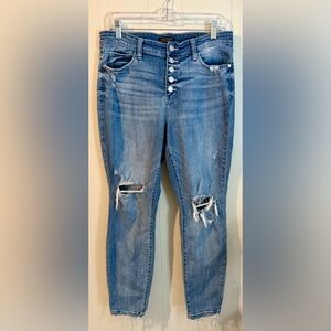 JUDY BLUE Button Fly Boyfriend Fit Frayed Hem Distressed Jeans 9/29